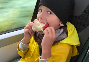 chłopiec je jabłko